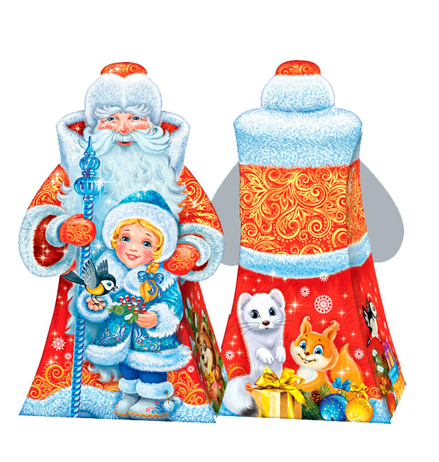 Коробка подарочн. 0,8 кг"Дед Мороз и внучка"