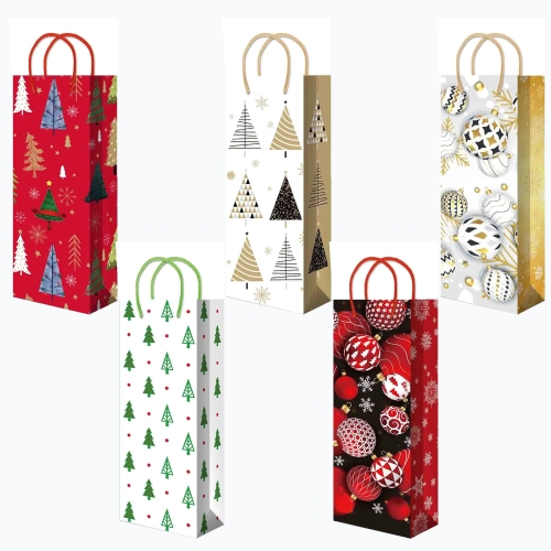 НГ Пакет ламинир. 12х36+8см. Микс (под бутылку) В25-426-430/10/