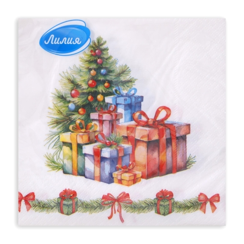 Салфетки 2-сл. 33х33см НГ "Новогодние подароки" 20шт.