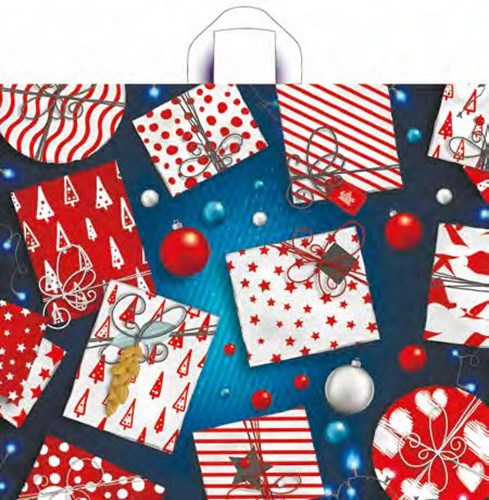 Пакет петля ПНД 60*50  НГ "Яркие подарки" 60 мкм