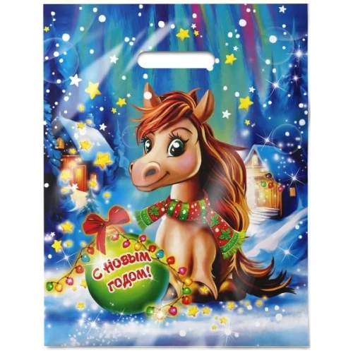 Пакет проруб ручка 31х40 НГ  "Лошадка" 60мкр ламинар.Тико /50 шт./