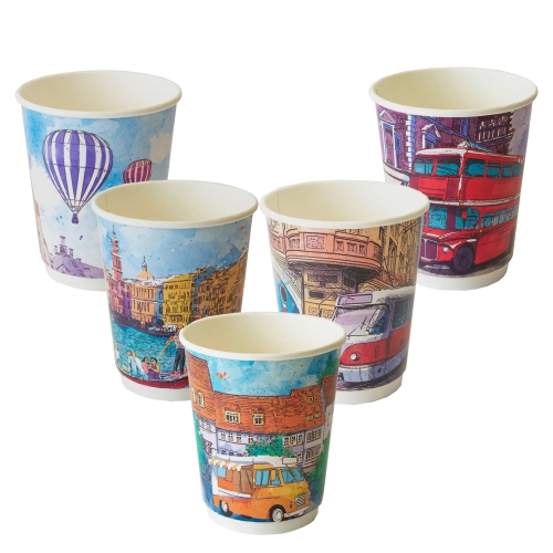 Стакан (бум) 200-260мл бумажный "Биг сити лайф"двухслойный /20/