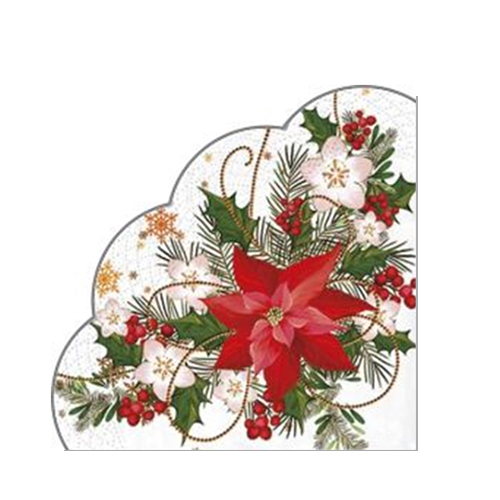 Салфетки 3-сл.круглые d-32 НГ "Пуансеттия" 12шт.