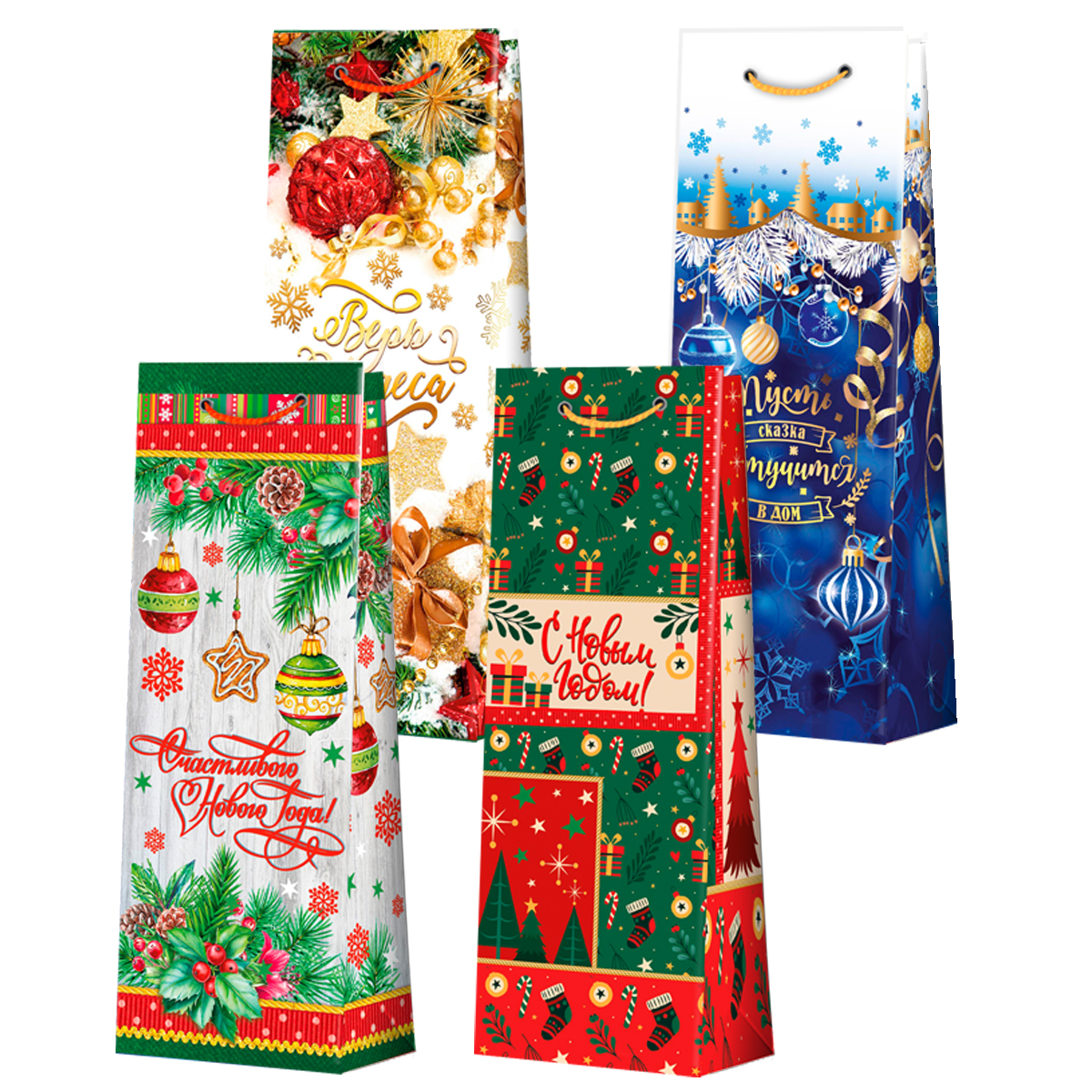 НГ Пакет ламинир. 12,3х7,8х36,2 Новый год Микс №3 4 диз.