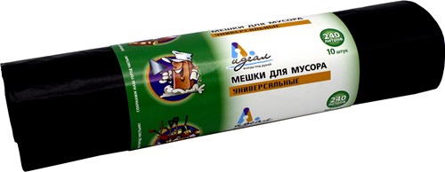 Пакеты д/мусора 240л 88х140  (10шт/рул) Идеал Универсальные