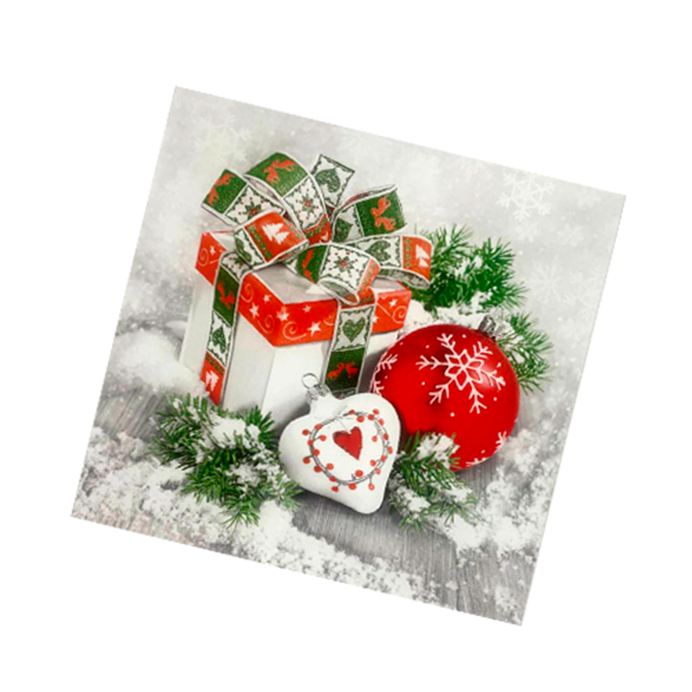 Салфетки 3-сл. 33х33см НГ "Новогодний натюрморт с красным шаром" 20шт.