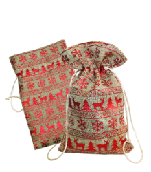 Мешочек холщовый 250х150 орнамент(металлик)