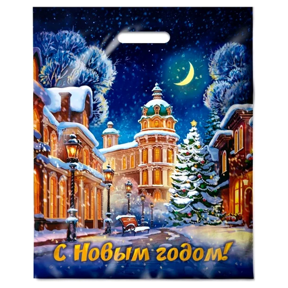 Пакет проруб ручка 38х47 60 мкр ПВД "Аллея огней" ламинир./50/