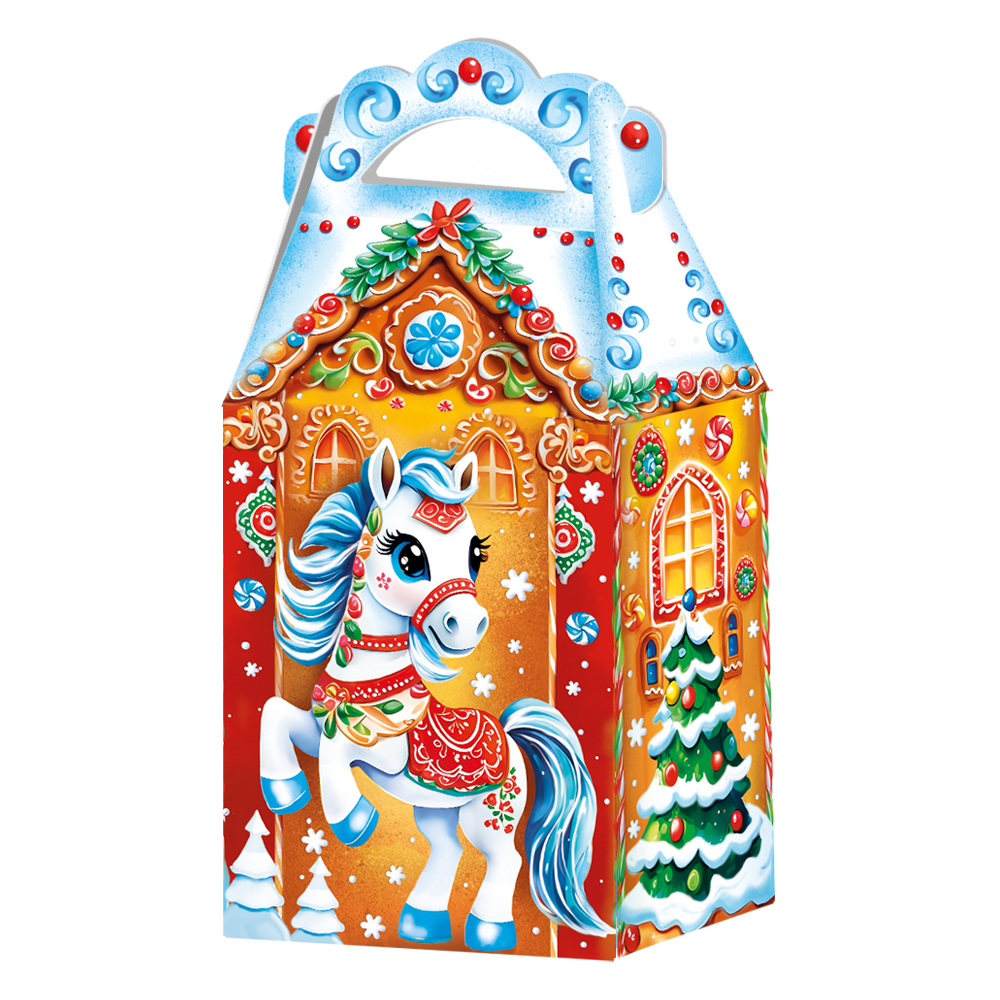 Коробка подарочн. 1,2кг"Пряничный домик " МКГ