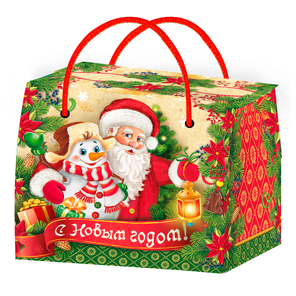 Коробка подарочн. 0,8 кг"Презент" (верёвочные ручки)