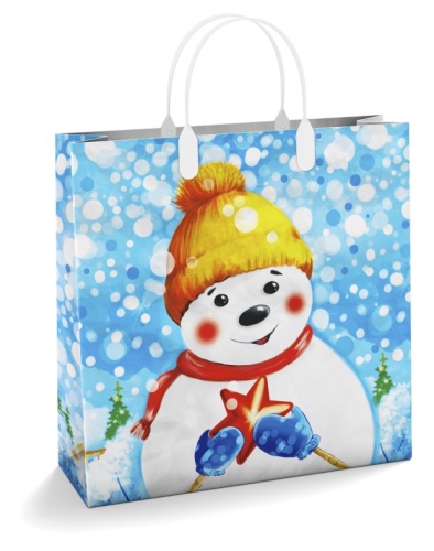 НГ Пакет 30х30+10 M "Снежный друг" 150мкм мягкий пластик