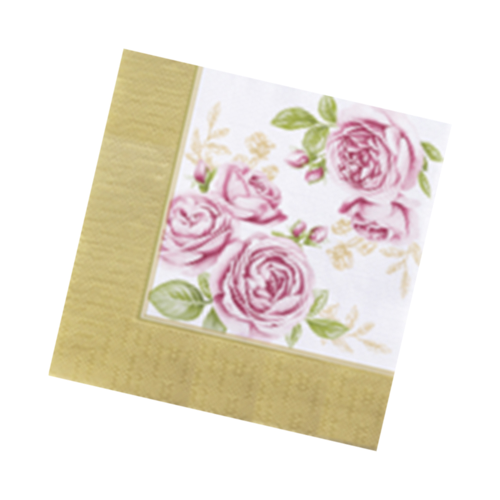 Салфетки 3-сл. 33х33см "Розы в золотой рамке" 20шт.