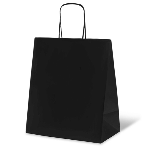 Пакет бумажный крафт с кручёной ручкой 220х120х250 Чёрный